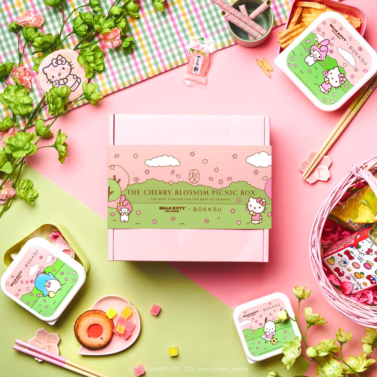 Happy cherry blossom season 🌸 Celebrate with a Hello Kitty and Friends + @Bokksu Snack Box picnic, filled with snacks and friends! Get your box today: bit.ly/4ayPeZc