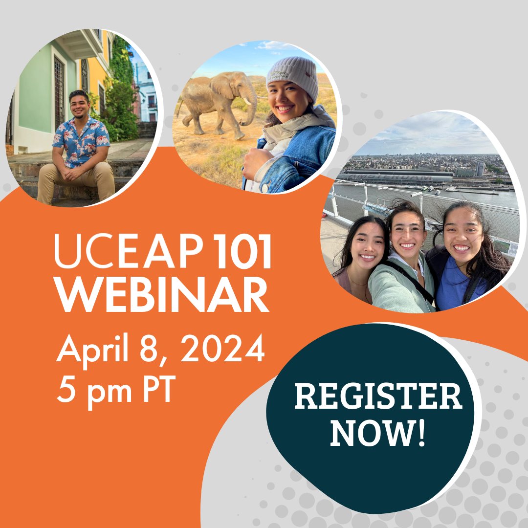 Join UCEAP for a virtual information session on study abroad and start planning your adventure! UCEAP 101 begins at 5 pm PT on August 8th. Get an introduction to study abroad and learn how to add it to your UC academics. ⁠ Register here: bit.ly/49MLnra