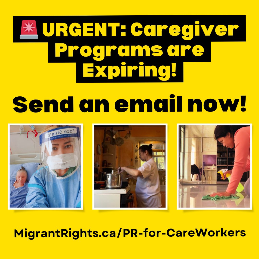 Migrant care worker immigration programs are expiring soon. But many can't apply anyway because of unfair requirements. Support migrant care workers in crisis by adding your voice to the @MigrantRightsCA petition: bit.ly/3u4KrPm #StatusforAll