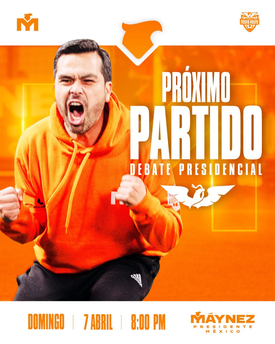 AlvarezMaynez's tweet photo. ¡Vamos por el triunfo y vamos con todo!
Vamos a salir a proponer y a darlo todo ante la afición, no te pierdas el debate de este domingo a las 8:00 p.m. ¡El partido se pondrá bueno! ⚽️ https://t.co/oCLEBn7Ej2