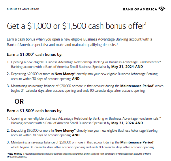 BofA Business Checking $1,000-$1,500 Bonus dlvr.it/T4zD8J