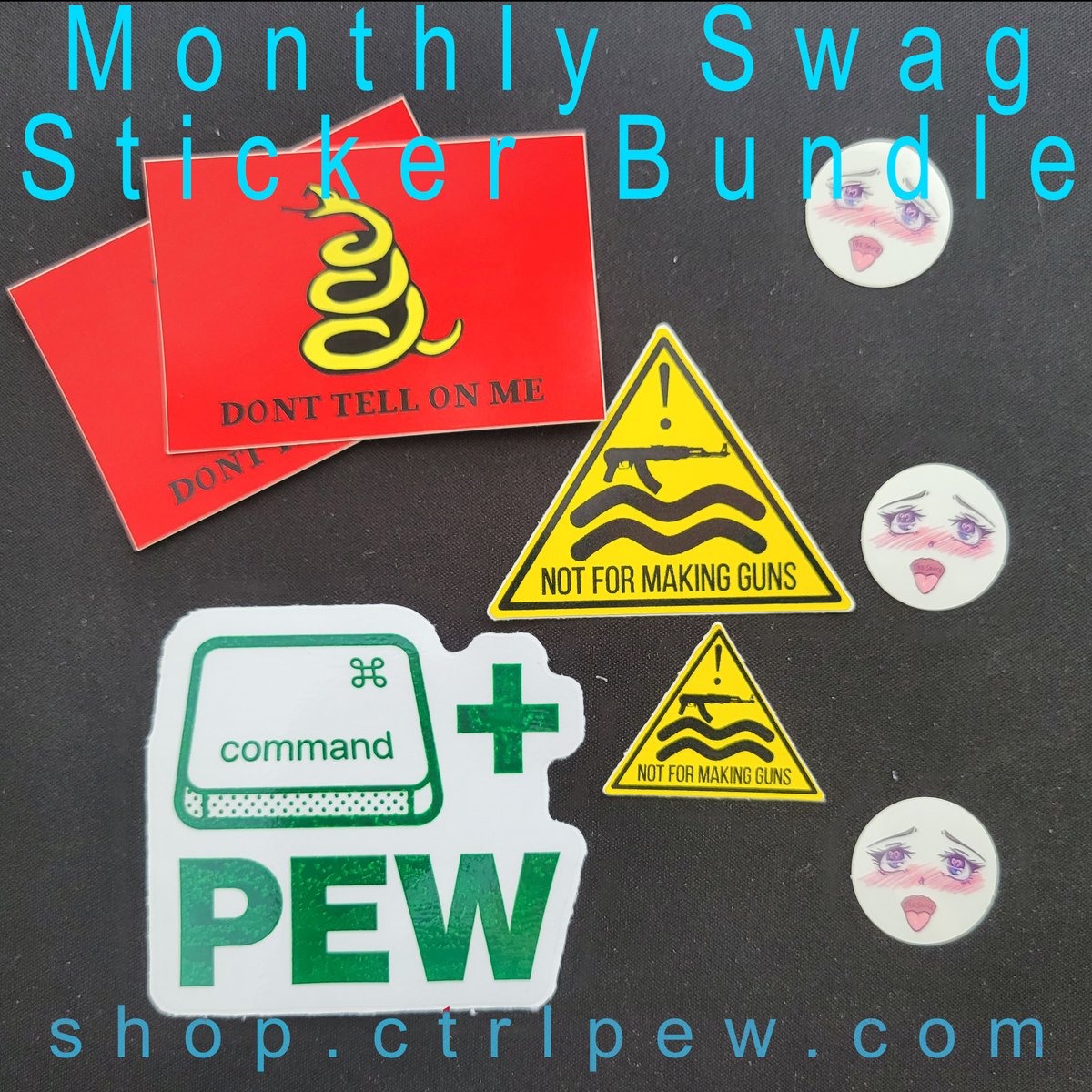 CtrlPew2's tweet image. April's Monthly Swag Sticker Bundle is here! Whether you're into guns, anime, or advocating for 3D printing and firearm rights, we've got you covered. Grab yours now and add some flair to your gear! #StickerBundle