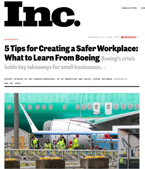 Alpha Software Discusses Lessons Learned From Boeing Crisis In Inc. Magazine tinyurl.com/222f3crz #AlphaSoftwareb #BoeingCrisis #IncMagazine