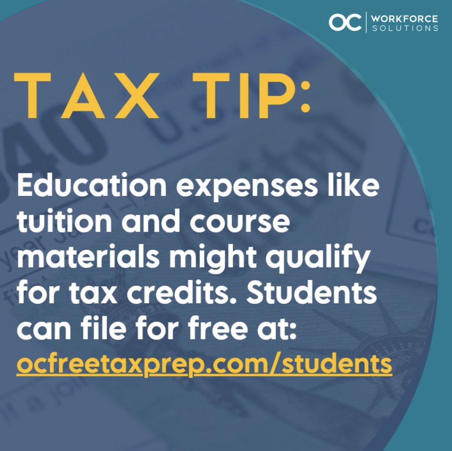 Need help filing your taxes as a student? Maximize your tax savings today! Find helpful resources and file for free at ocfreetaxprep.com/students.

#OrangeCounty
#TaxPrep
#OCStudentResources