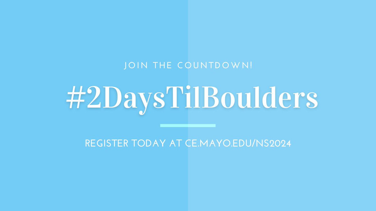 Only two days until we learn from the brightest minds in neuroscience patient care! With 36 world-expert speakers and over 50 presentations, you won’t want to miss Mayo Clinic’s 5th Annual Neurosurgery and Neuroscience Advances Update: ce.mayo.edu/ns2024 #2DaysTilBoulders