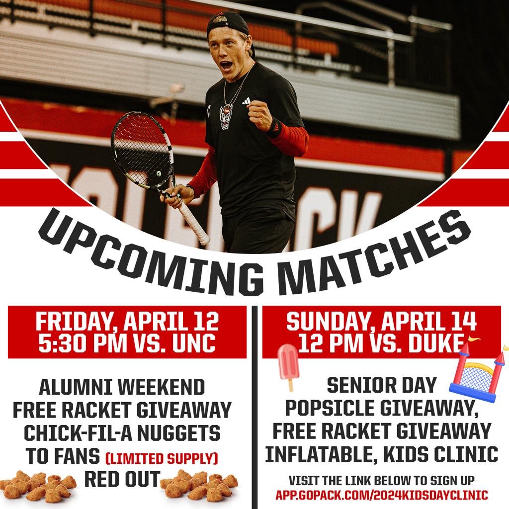 Mark your calendars, two huge matches vs our rivals to close out the regular season.  Gonna need #wolfpacknation to show out for these ones!  Ride the momentum Pack fans!!!!!