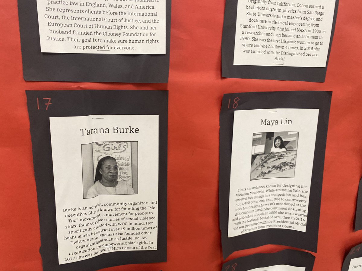 Eliot-Hine 8th Grader Sabella Osborn took initiative to create a Women’s History Bulletin Board in our hallway. Each day, she created a new post about a woman who has contributed to the world we have today. She helped our students learn about artists, activists, and lawyers.