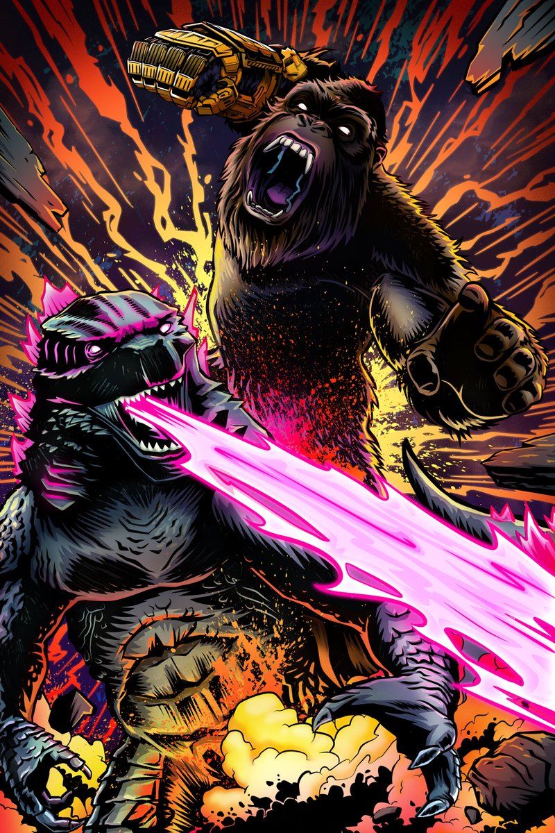 They’ve united to save us all. Get tickets to see #GodzillaXKong: The New Empire today. Only in theaters. Artwork by <a href="/jimevansTAZ/">Jim "TAZ" Evans</a>. fandan.co/GodzillaXKong-…