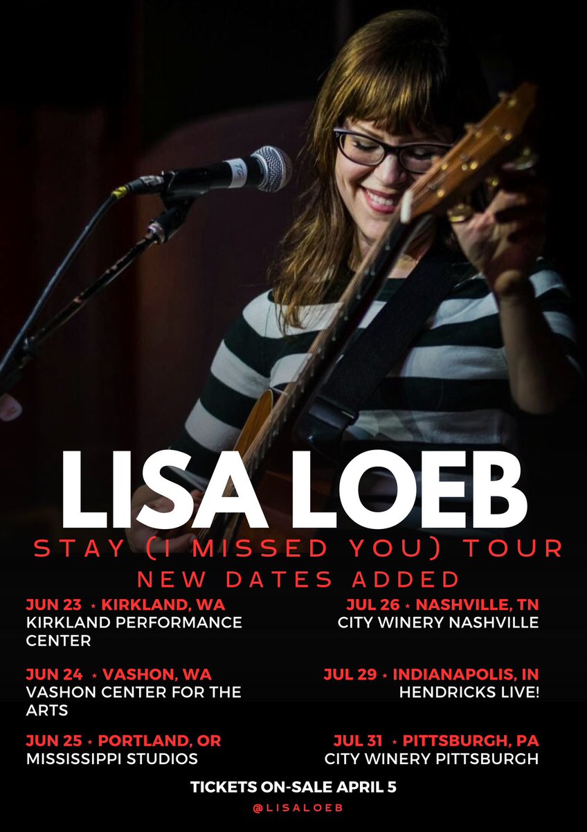 I'm excited to announce even more summer concerts! All concerts are evening concerts, except for Vashon which has both an afternoon children's matinee and an evening concert! Tickets available Friday at lisaloeb.com/tour! 📸 J Trevino