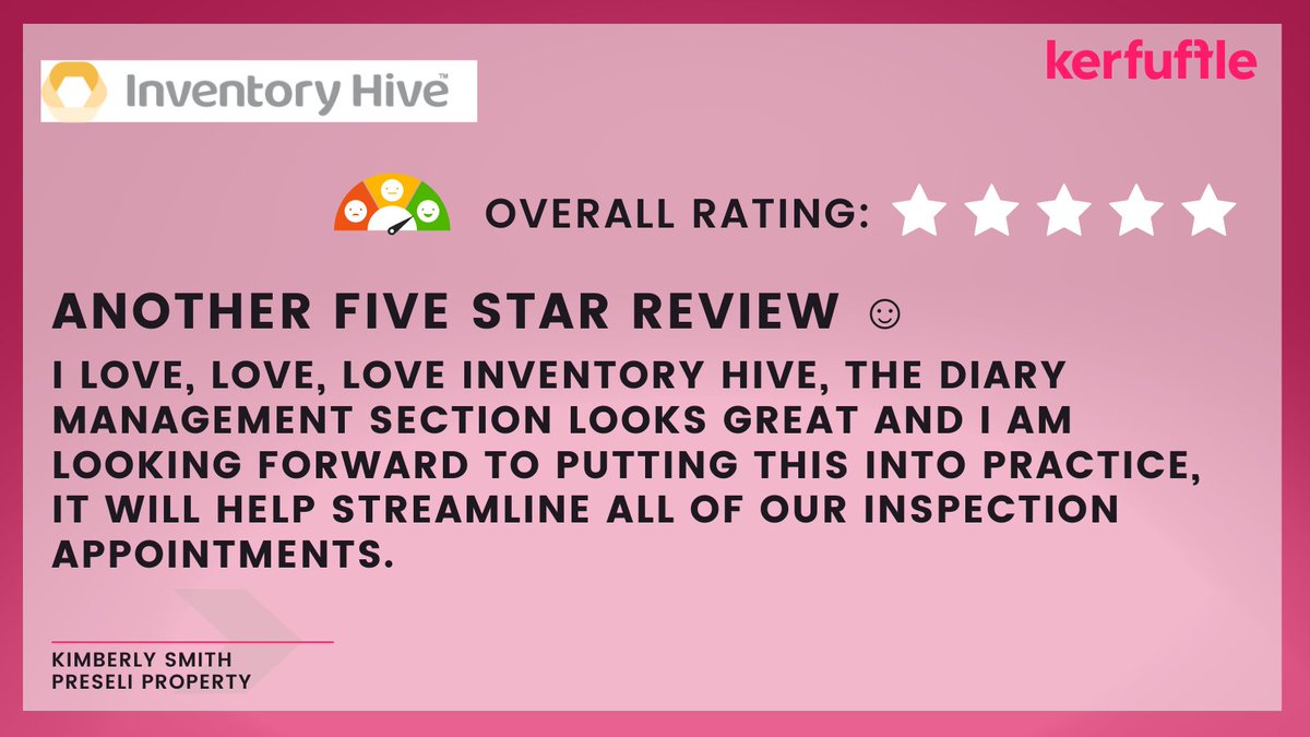 Another great 5 star review for Inventory Hive, find out how Inventory Hive can help your estate agency business here: kerfuffle.com/suppliers/inve…