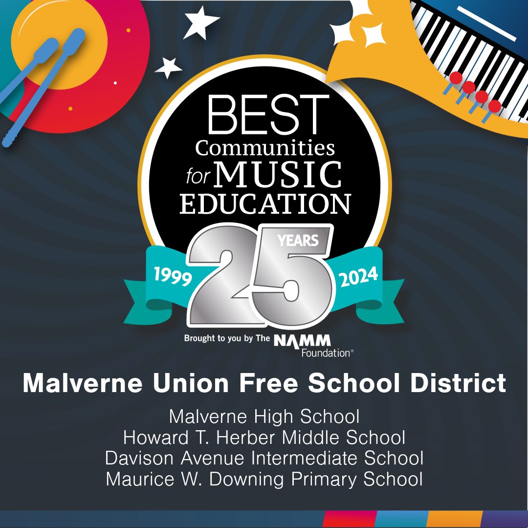 Malverne has been named one of America’s Best Communities for Music Education by @NAMMFoundation! Congrats to all who make our music programs sing! #ExcellenceOnPurpose @MalverneHS @HTHMiddleSchool @DAVintermediate @MWDPrimary @MalverneMusic @MalverneChorus @supt4kids