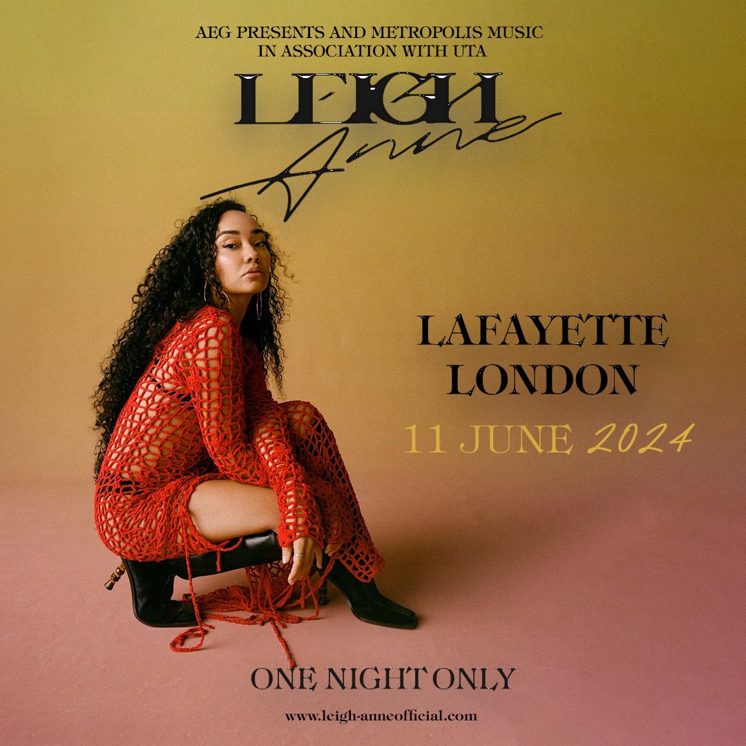 Working on @LeighAnneMusic’s first ever solo headline show. What a dream come true! Pre-sale starts April 4 at 10am, hit the link for first access to tickets leigh-anne.lnk.to/textme 🫶🏾