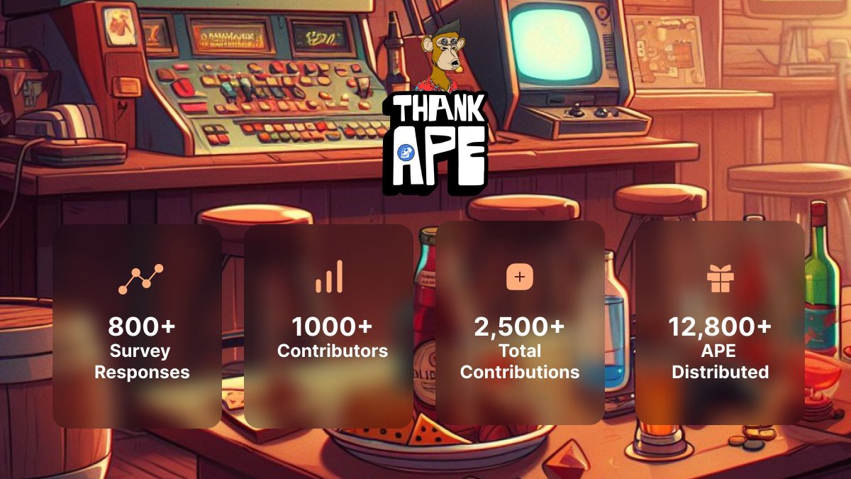 #ThankAPE Season 5 March wrap up 💫

Meet us at #NFTNYC for the Bored Brunch 🌮
Read more to learn how to earn more APE with our surveys 👀
#apeINSPIREape winner will be announced April 12 🏆

🧵⤵️