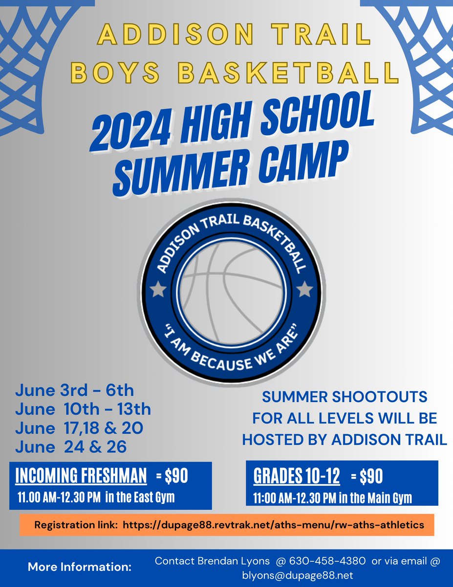 High School Players.....it's never too early to get signed up for summer camp! Use the online link to make registration easy! dupage88.revtrak.net/aths-menu/rw-a…