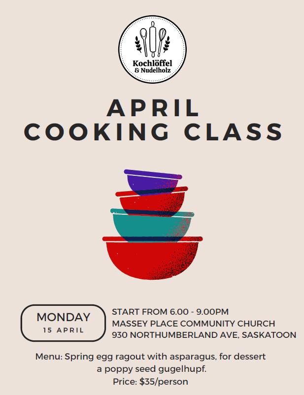 saskgerman's tweet image. Do you like asparagus? Spring is known in Germany for delicious asparagus meals. We even have a name for it 'Spargelzeit'.
Join Kochlöffel &amp;amp; Nudelholz in the April Cooking Class in #Saskatoon
#germanfood #cookingclass