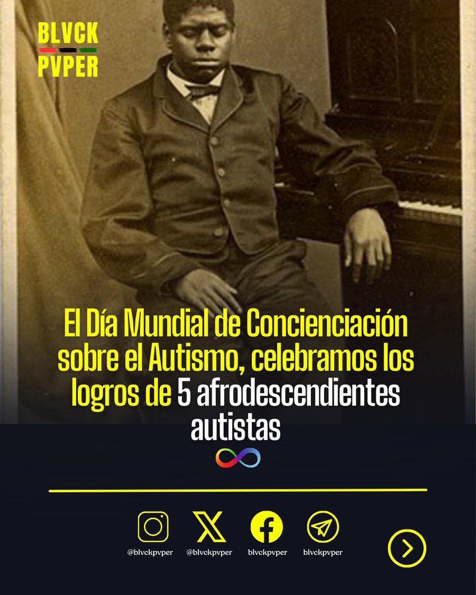 El Día Mundial de Concienciación sobre el Autismo, celebramos los logros de 5 afrodescendientes autistas, presentamos algunas personalidades afros destacadas que han roto barreras, prejuicios y alcanzado el éxito 
Un hilo inspirador 🧵👇🏾  

#EspectroAutista #Afro #blvckpvper