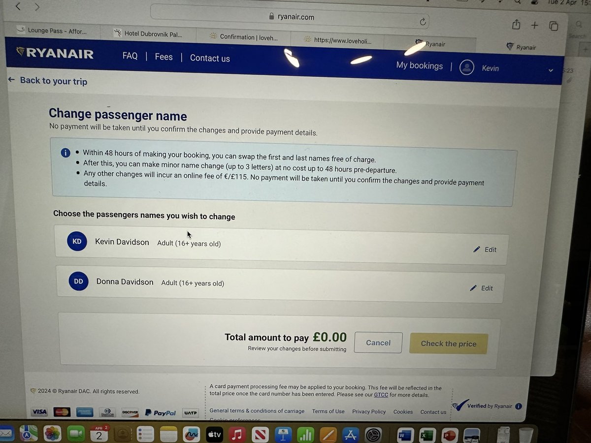 kev1davidson's tweet image. It never ceases to amaze me how good some companies are at customer service and how bad others are. This example from @Ryanair shows the bad! They say you can change a name FOC up to 48hrs after booking then charge you when they say they won’t then refuse you a refund!