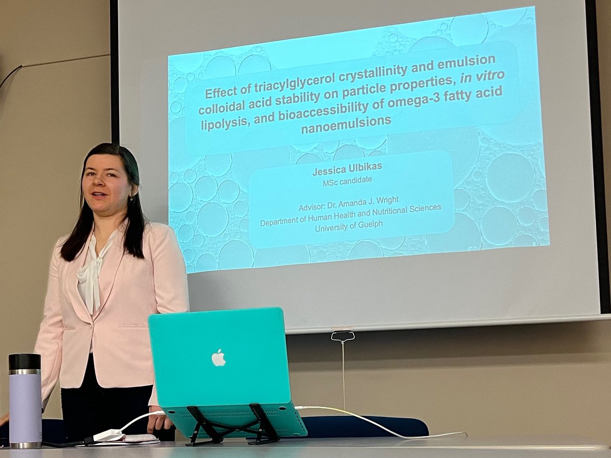 🍾CONGRATULATIONS JESSICA!👍 📢Jessica Ulbikas, MSc, Successfully Defended Her Thesis! 🧪Triacylglycerol Crystallinity & Colloidal Acid Stability 🎓#MScGrad ⏰9:30am 🗓️Tuesday, April 2 📌Food Sciences, Room FS 292 @UofG_HHNS! 🔬#WomenInSTEM #WomenInScience 🏛️#UofG #UofGCBS