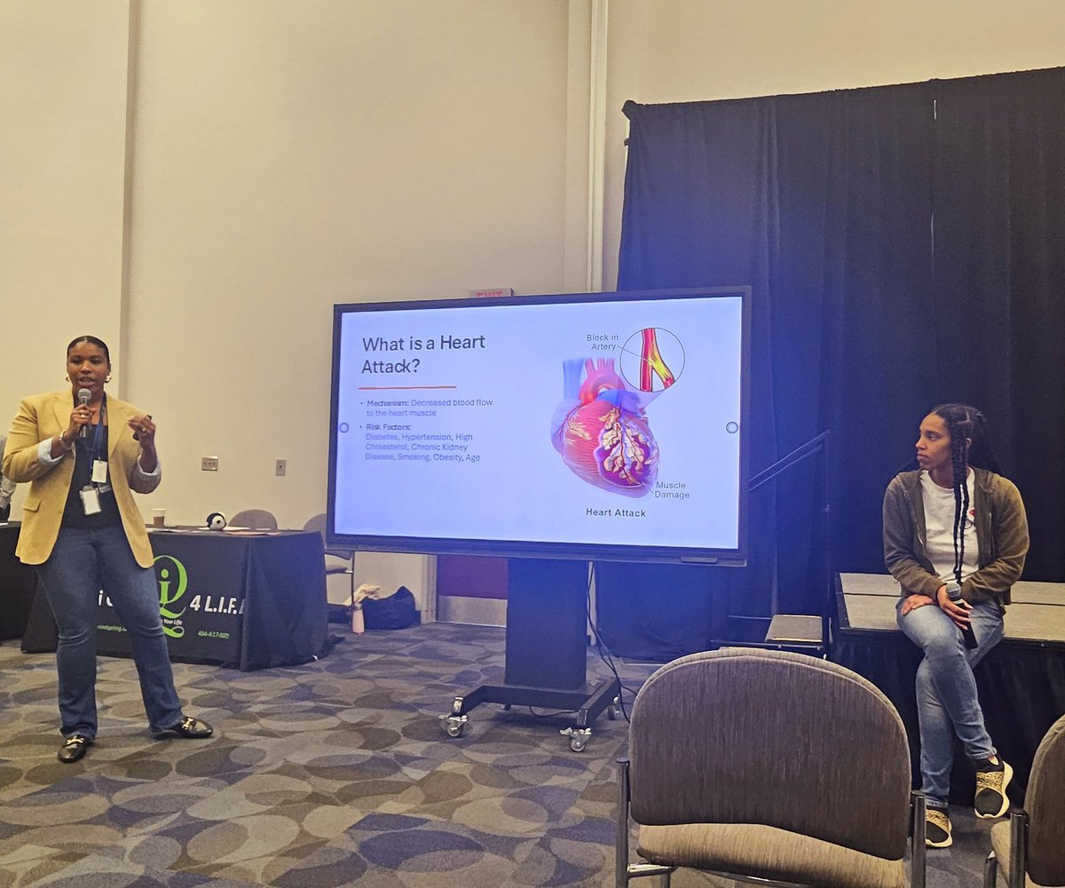 @emoryimchiefs residents,  #OgunniyiResearchGroup & #ACCIMProgram Mentees Tre'cherie and @NicoleG_MD discusseing the symptoms of #heartattack at the @ACCinTouch Atlanta #HeartHealth Fair
#ACCDiversity #ACC24 @HFnursemaghee
@MelvinEchols9 @AkuaGAsareDanso #HealthEquity @ABCardio1
