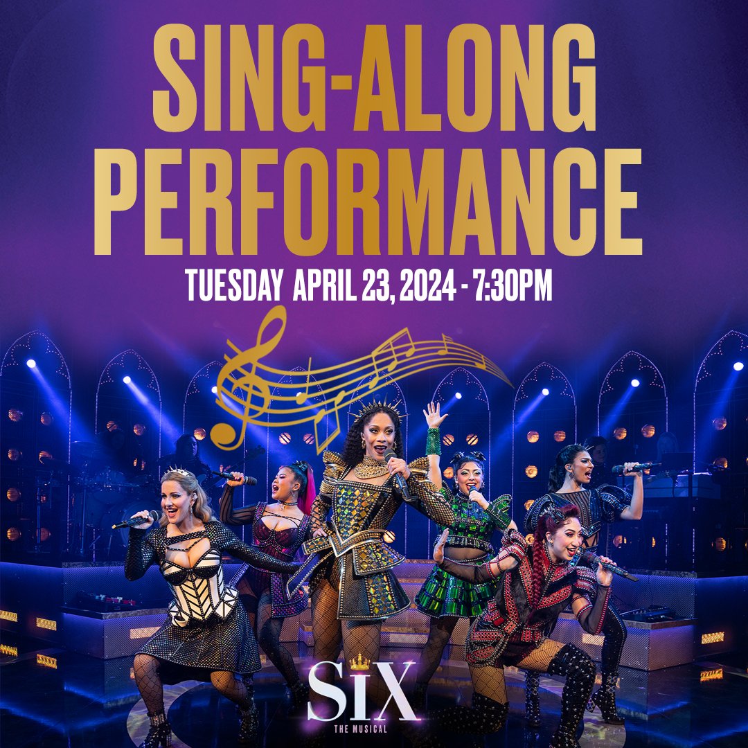 Mirvish's tweet photo. We can’t wait to sing with you again, in just 3 weeks!
Book your tickets for Tuesday, April 23, 7:30PM at https://t.co/i9YlcbB2qf
#SIXToronto #Mirvish https://t.co/9XbZaKPdnp