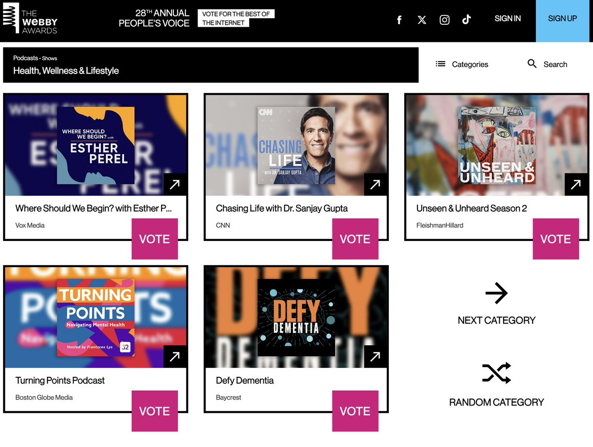 🏆 It's wonderful to see a bunch of @CNN ppl @AudieCornish, @andersoncooper, @drsanjaygupta, & @thedavidrindexp recognized alongside other great podcasters at @TheWebbyAwards. Congrats to all the producers & execs who make the shows happen. Voting is open: vote.webbyawards.com/PublicVoting