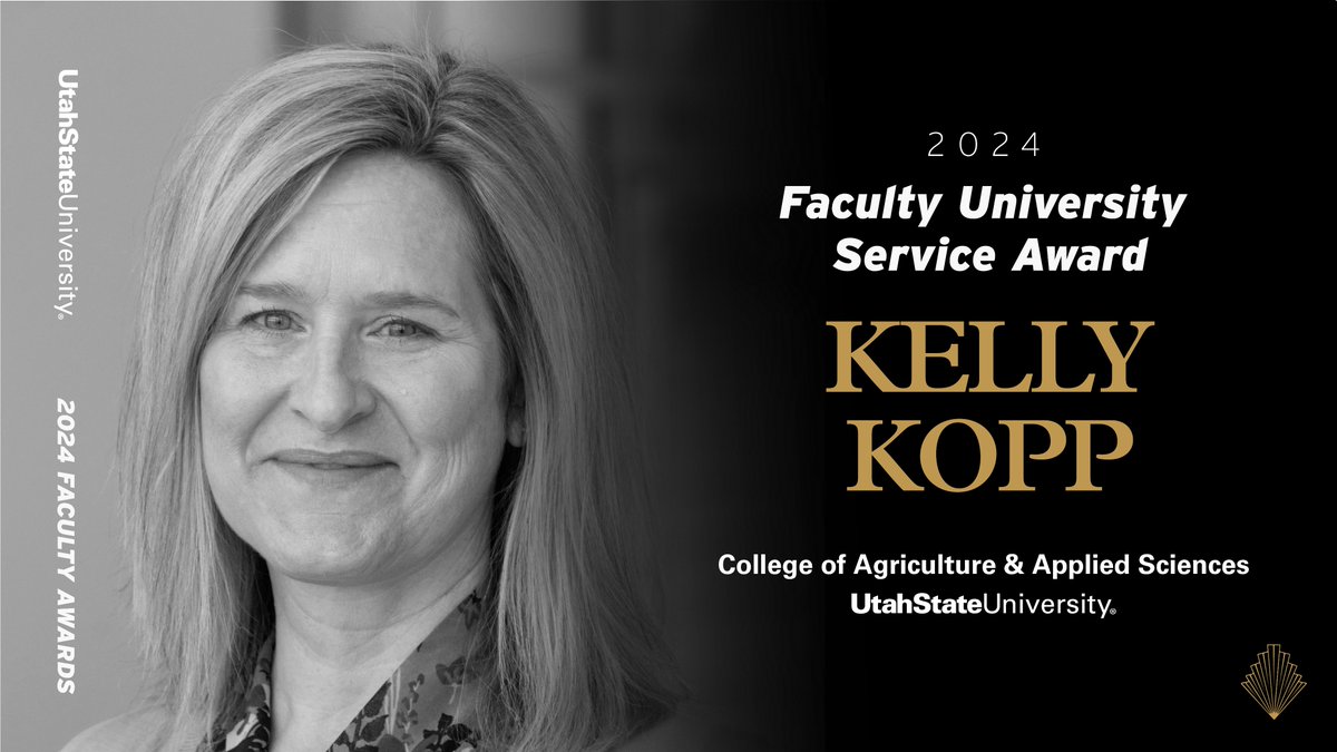 Congrats to Dr. Kelly Kopp on winning the 2024 Faculty University Service Award! As a professor and Extension Specialist, her research focuses on water conservation techniques. She's served on committees, including the search for the 17th USU President. usu.edu/provost/univer…