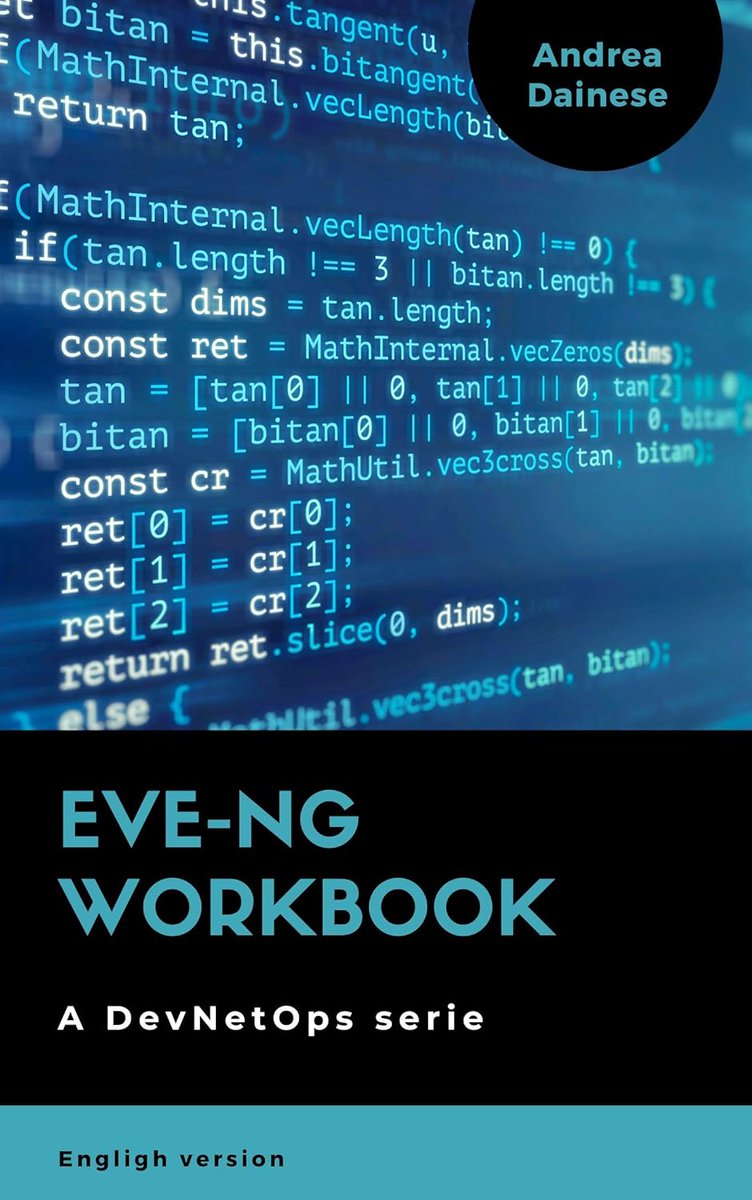 I'm increasingly conducting #DevNetOps courses that are designed to be hands-on with a significant practical component. I've decided to organize the lab materials and make them available in workbooks for anyone. 🇬🇧 Version amazon.it/EVE-NG-Workboo… (🇮🇹, 🇩🇪 available too)