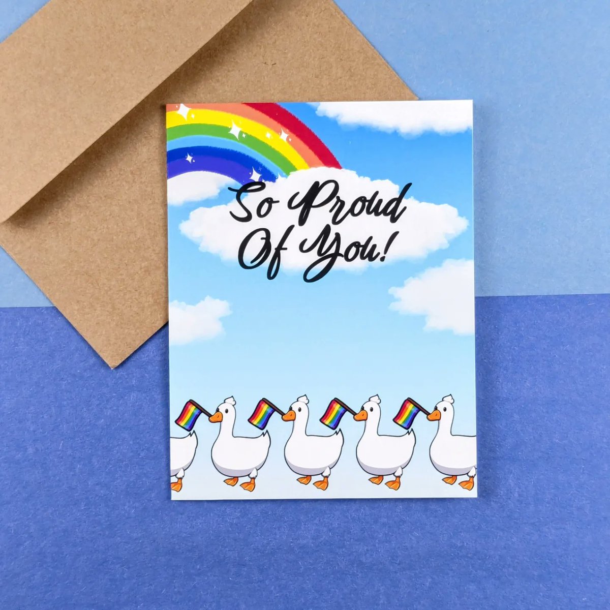 thegildedbeebs's tweet photo. Let them know! 🌈🦆❤️✨ Handmade A2 card which is blank inside so you can write your own heartfelt message. Available in our shop! 😁

✨SHOP✨ 
https://t.co/g8tDPbe8OE

#pride #rainbow #lgbt #duckart #illustration #cardmaking https://t.co/6R7PQ84kAf