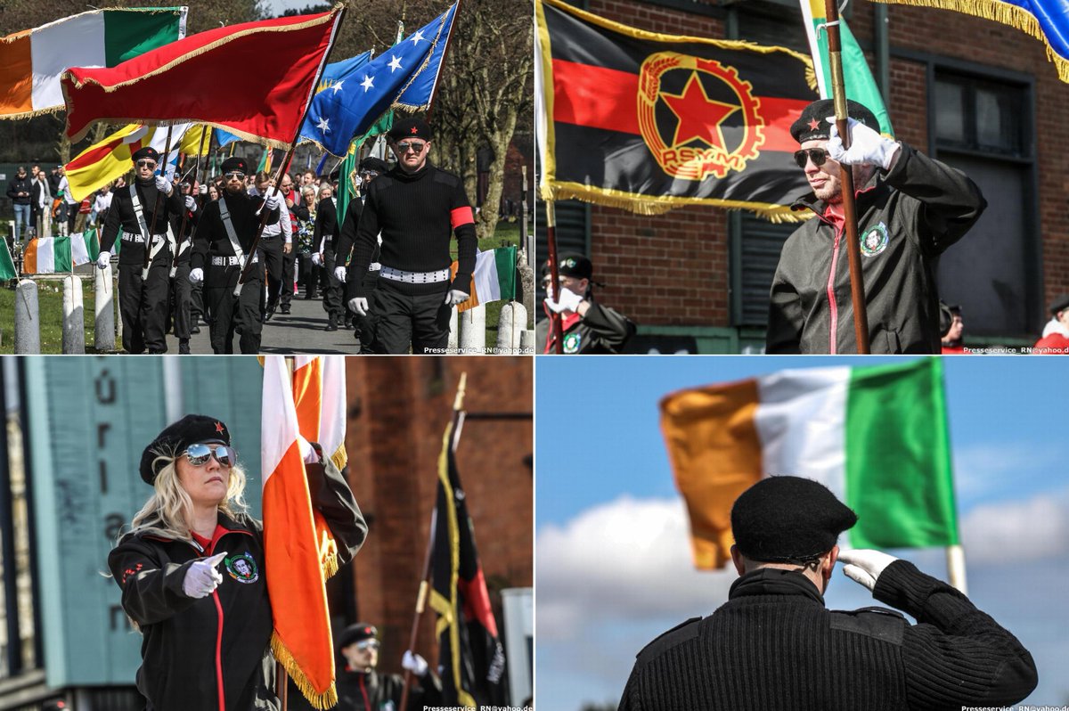 In #Belfast (Northern Ireland, UK) the Irish Republican Socialist Party held the #Eastercommemoration in memory of the 1916 Rising. Almost 500 people took part in a demonstration. The IRSP fights for a united socialist Republic of Ireland. Photos: flickr.com/photos/presses…