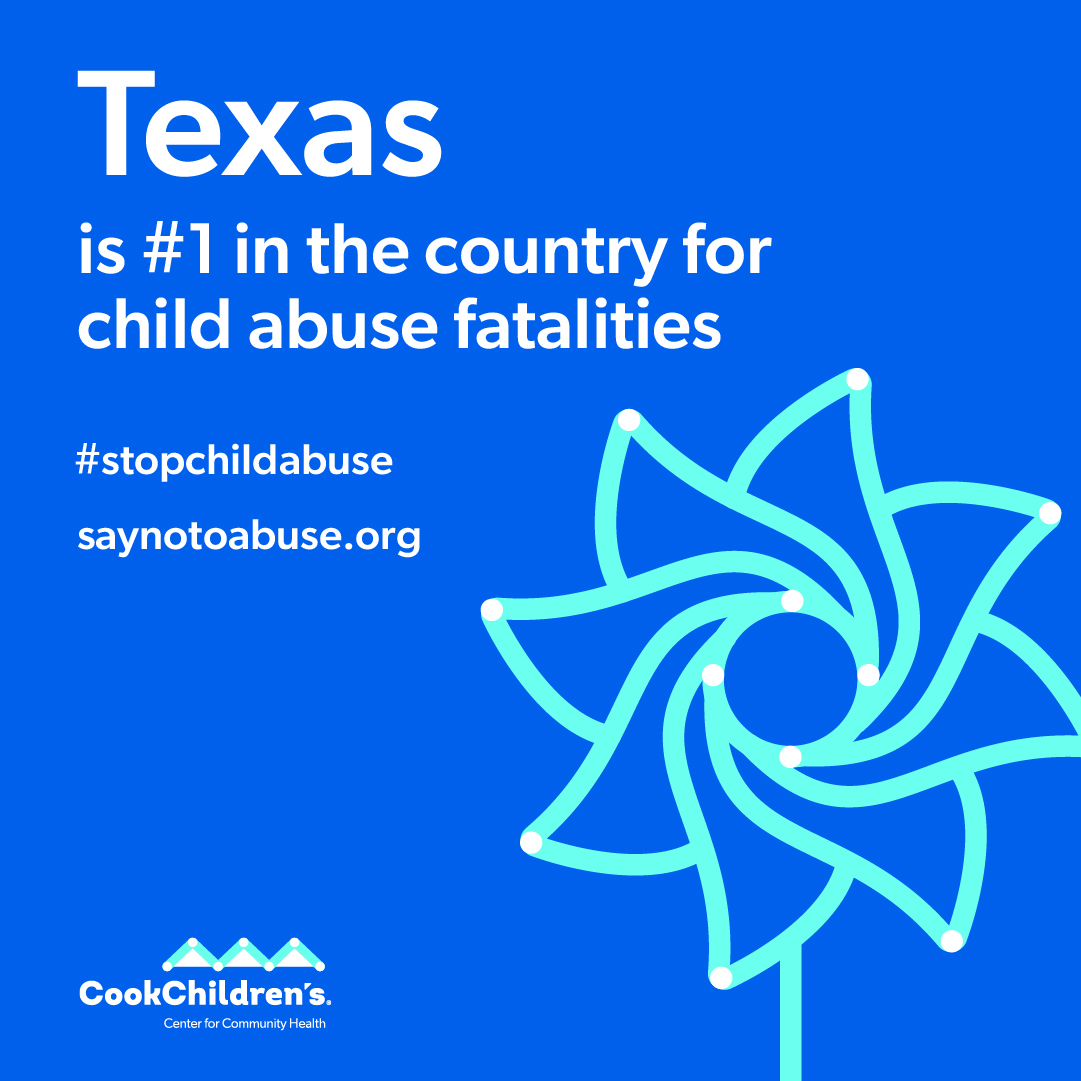 Texas is #1 in the country for child abuse fatalities. Learn more at saynotoabuse.org. #stopchildabuse #ChildAbusePreventionMonth #standUPforchildren