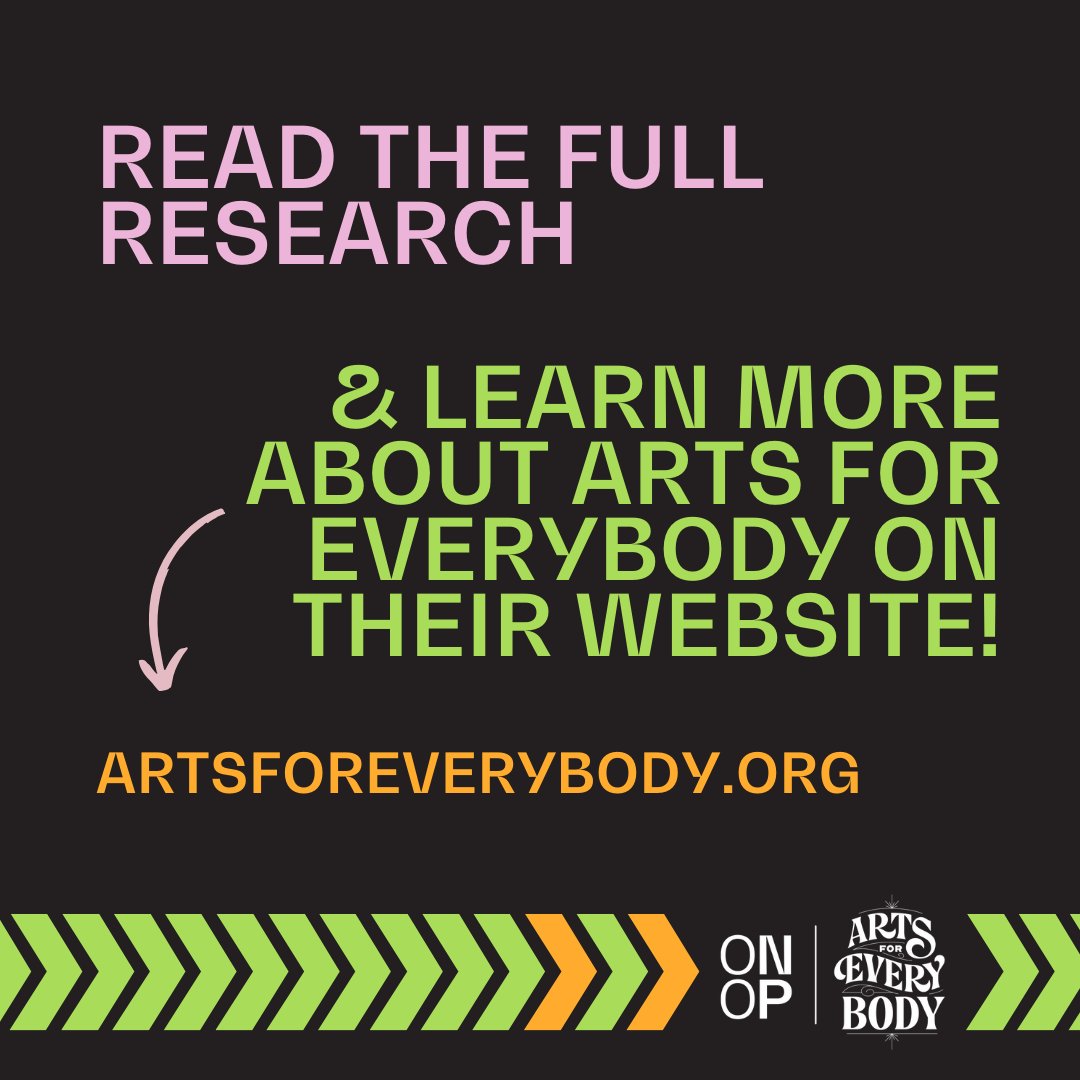 On July 27, 2024, Arts For EveryBody will debut in 18 cities across the U.S. to simultaneously premiere an array of large-scale participatory art projects. Learn more on their website: artsforeverybody.org

#ArtsForEveryBody #ArtsinHealthResearch #ONOP2024 #NewResearch @UFCAM