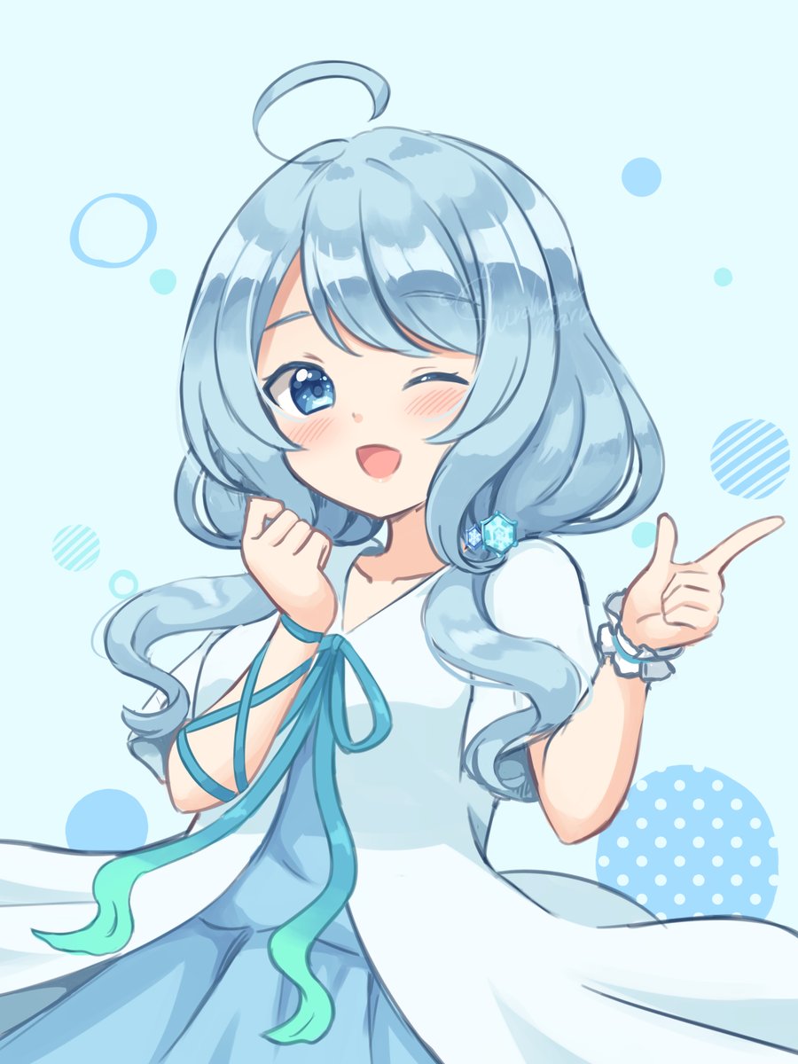 水色ふわふわな子すこっていうらくがき 