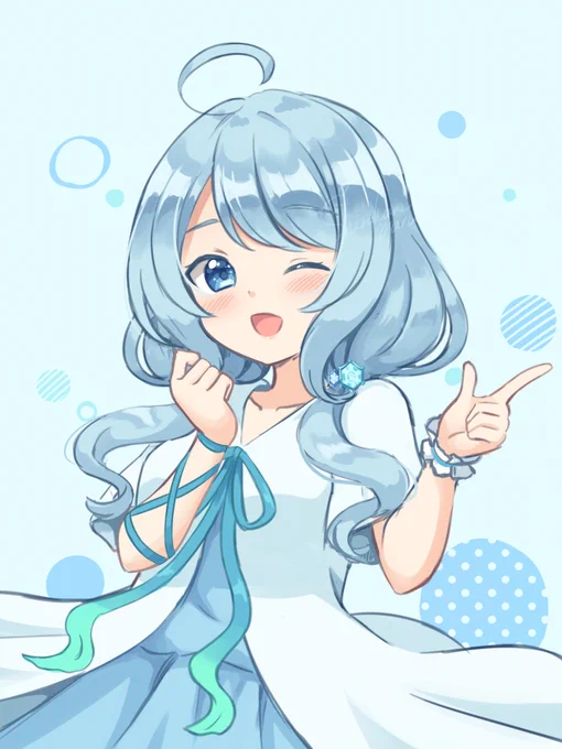 水色ふわふわな子すこっていうらくがき 
