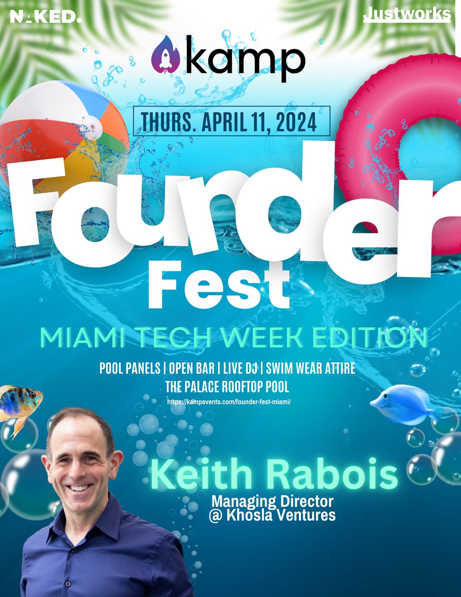 The man, the myth, the legend. @rabois has been on the exec team/ceo/investor in @Yelp @LinkedIn @PayPal @Square @OpenStore and currently is the managing director of @khoslaventures. Keith will be with us at Founder Fest Miami on April 11th. We will be on a rooftop pool deck…