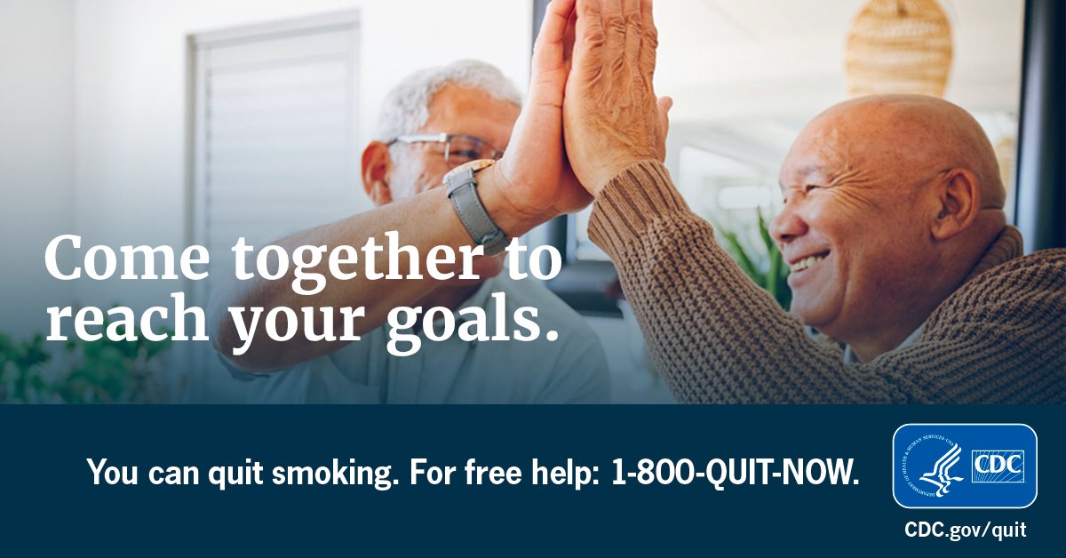 Buddy up as you begin your quit journey! Having the support of a friend who is working toward the same goal can make it easier to live smokefree. For additional resources to help you quit smoking, visit CDC.gov/quit.