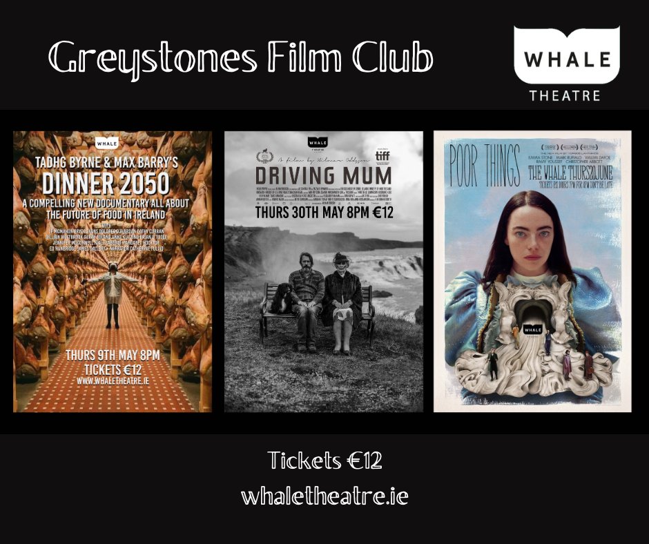 J U S T A N N O U N C E D The next 3 instalments of Greystones Film Club are on sale now! 🍿 Dinner 2050: The Future of Food | Thursday 9 May 🎞️ Club: Driving Mum | Thursday 30 May 🎬 Poor Things | Thursday 20 June 🎫 bit.ly/4afG18D