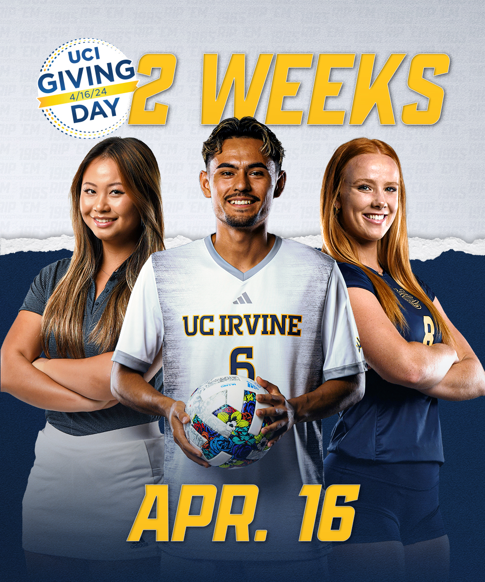Only 2 WEEKS left until #UCIGivingDay is here! It’s not too late to participate and support UC Irvine Athletics. Every gift counts! Please visit givingday.uci.edu/athletics to make an early gift! #TogetherWeZot | #UCIGivingDay