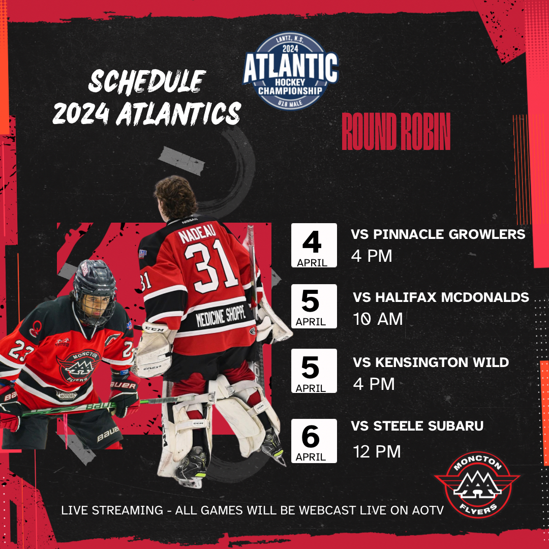 Flyers Schedule (Round Robin):

Thursday April 4th - Game #1 vs Growlers 4:00pm

Friday April 5th - Game #2 vs Macs 10:00am and Game #3 vs Wild 4:00pm

Saturday April 6th - Game #4 vs Subaru 12:00pm

All games will be live streamed through AOTV, there should be a fee to watch.