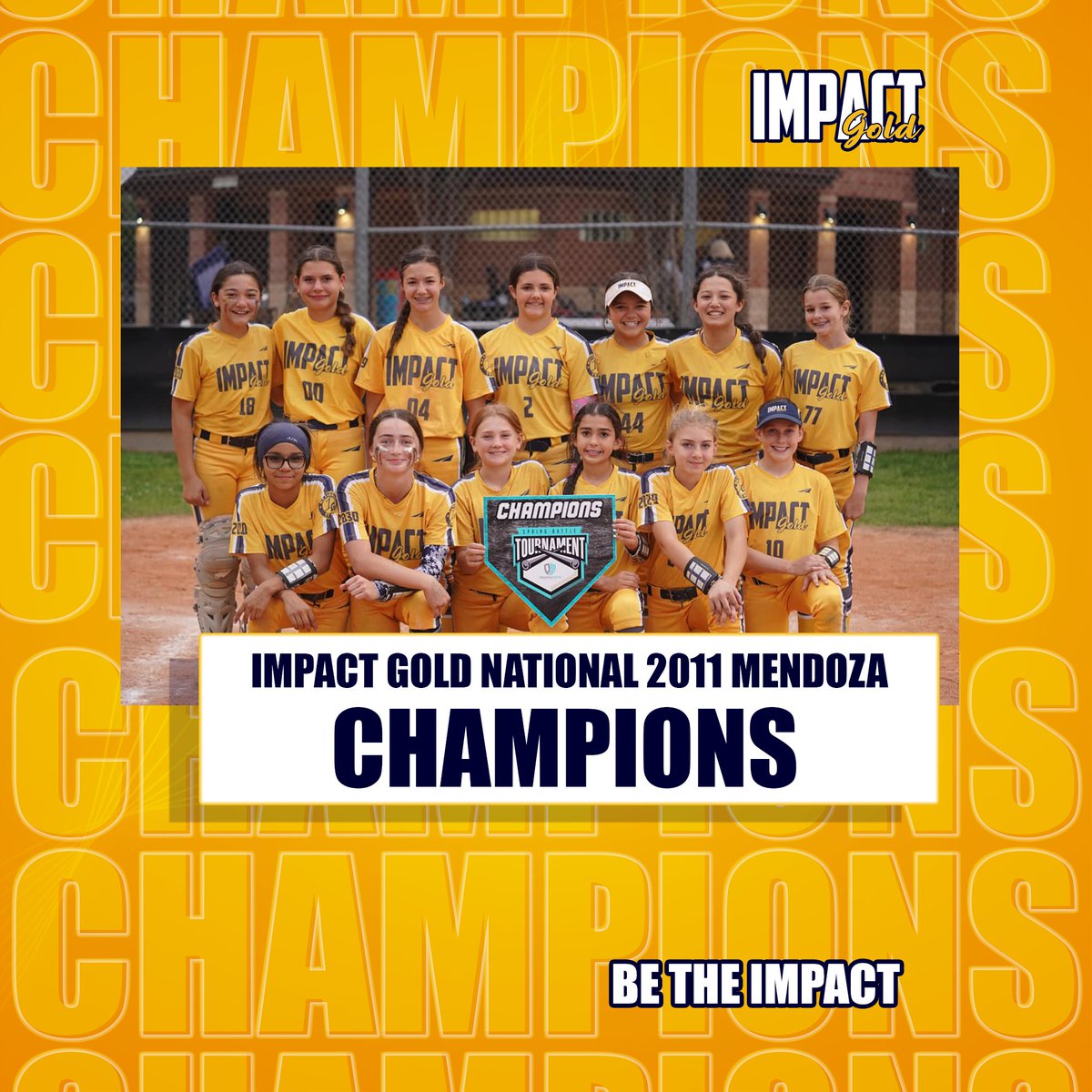 Congratulations to Impact Gold National 2011 Mendoza for going UNDEFEATED and winning the championship in 2024 Prospect Wire Spring Battle!! Great job, ladies! #betheimpact #goldblooded #impactgoldnational2011mendoza