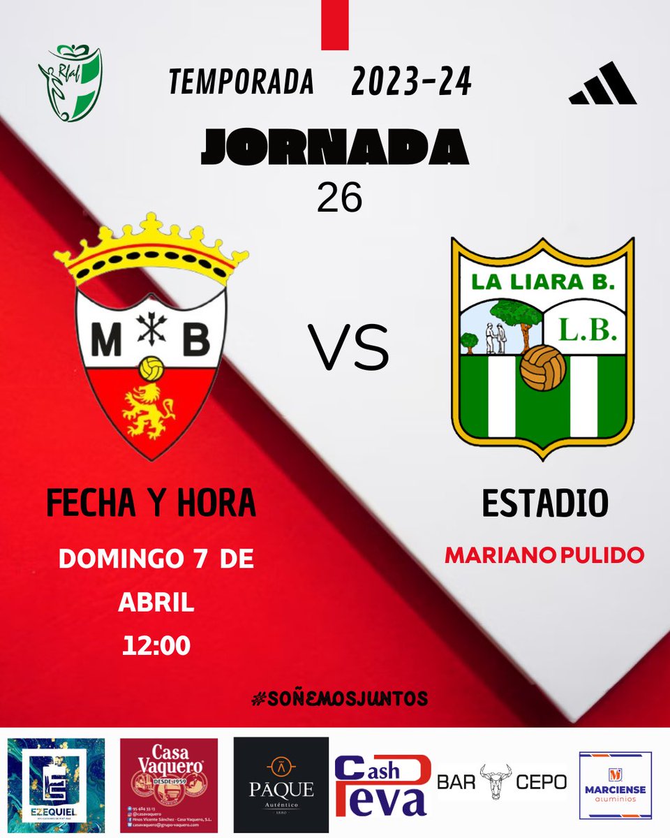 📅 | 𝐇𝐎𝐑𝐀𝐑𝐈𝐎

📣 ¡Este domingo estamos de vuelta! 

#MarchenaBpieLaLiara #SoñemosJuntos 🤍❤️