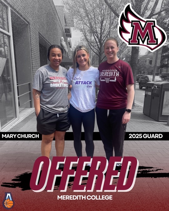 Had a great visit at Merdith college and super excited to receive an offer!! Thank you @CoachMeganRahn and Coach Davis for a great visit! @Assist_U_ @LADYATTACKELITE @LAE2025 @MeredithCBB @eastrowanwbb