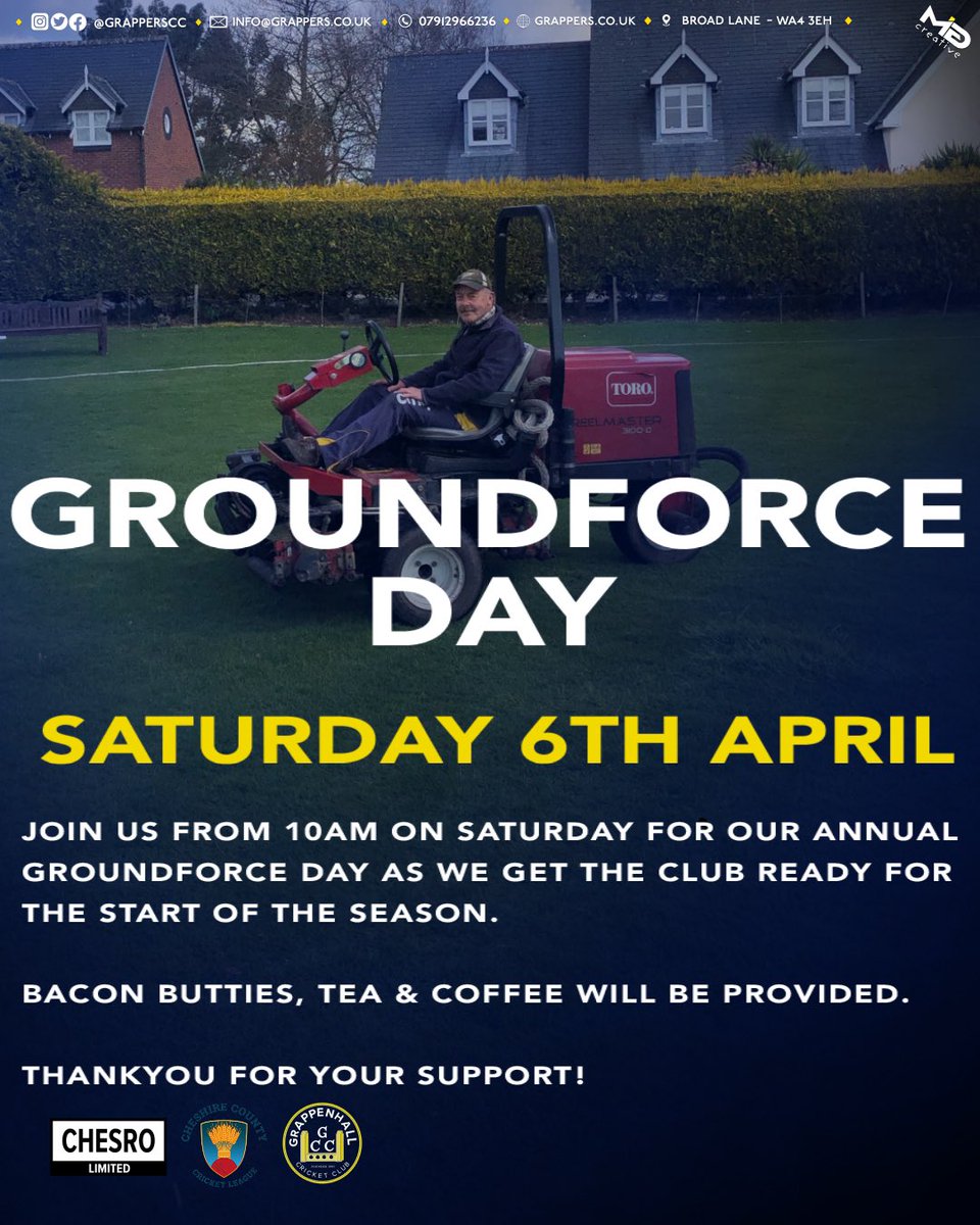 GROUNDFORCE DAY 2️⃣0️⃣2️⃣4️⃣ 🧹🔨 Join us this Saturday from 10am as we get the club ready for the season ahead! Free tea, coffee and bacon butties for all our volunteers. ☕️🥓 #upthegrappers