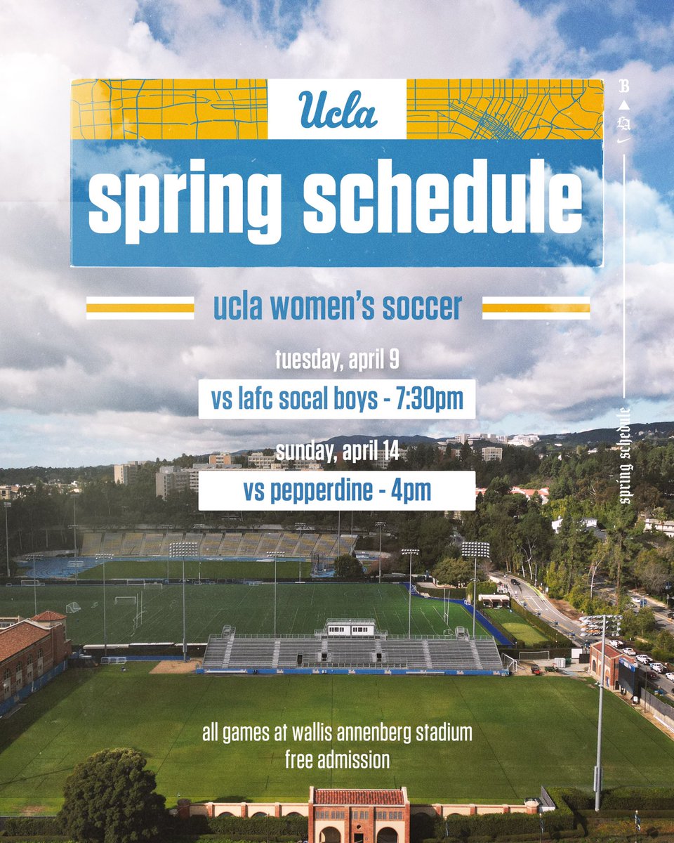 New game added to our spring schedule! Tuesday, April 9, 7:30pm vs. LAFC SoCal Boys Wallis Annenberg Stadium #GoBruins