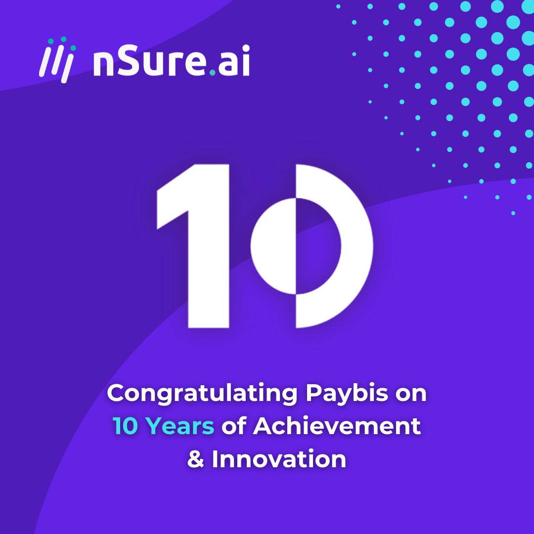 Happy 10th anniversary to <a href="/Paybis/">Paybis</a>! 🎉 We're so proud to see how far you've come. The team at <a href="/nsureai/">nSure.ai</a> can't wait to see the heights you reach in the road ahead and look forward to many fruitful collaborations in years to come! 📷 #PaybisTurns10