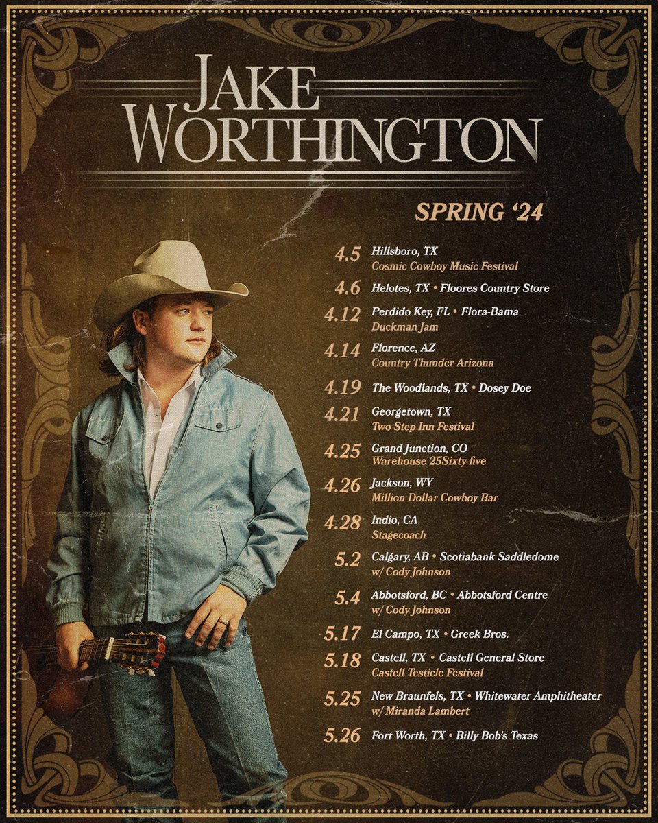 We’ve got some fun shows coming up this spring. Come #TONK with us! Get your tickets now: jakeworthington.com