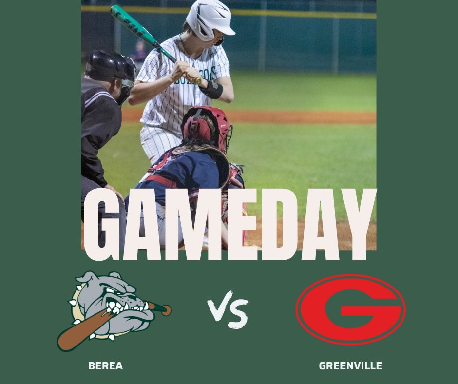 Berea Bulldog Baseball (@berea_baseball) on Twitter photo Dogs open week 3 of region play on the road at Greenville High School
⏰:6:30
📍:Greenville High School
📊:GameChanger: web.gc.com/teams/5XCwwLUh…
💰: Varsity parents tickets for tomorrow 4/2/24 <a href="/Greenville/">Greenville SC</a> High can be purchased at gofan.co/app/school/SC9… Dogs open week 3 of region play on the road at Greenville High School
⏰:6:30
📍:Greenville High School
📊:GameChanger: web.gc.com/teams/5XCwwLUh…
💰: Varsity parents tickets for tomorrow 4/2/24 <a href="/Greenville/">Greenville SC</a> High can be purchased at gofan.co/app/school/SC9…