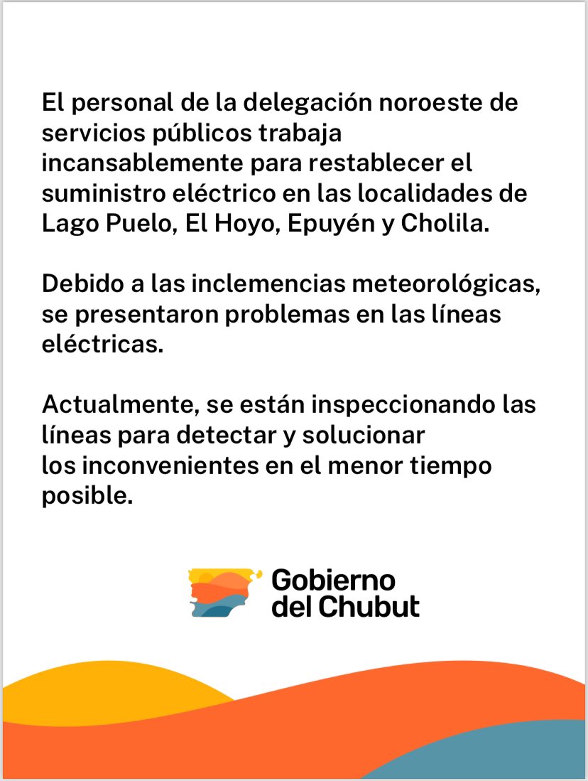 El personal de la delegación noroeste de servicios públicos trabaja incansablemente para restablecer el suministro eléctrico en las localidades de Lago Puelo, El Hoyo, Epuyén y Cholila. Debido a las inclemencias meteorológicas, se presentaron problemas en las líneas eléctricas.…