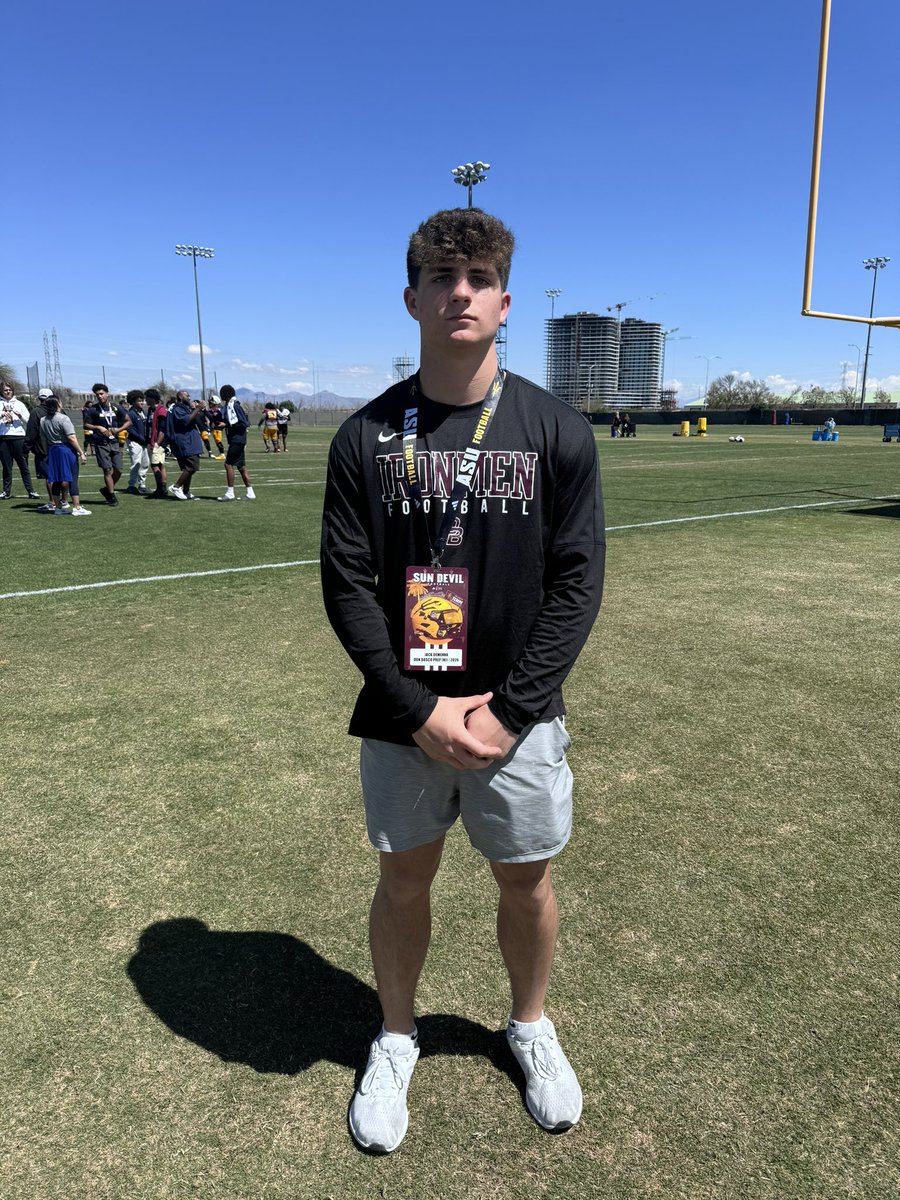 JUSTCHILLY's tweet photo. ASU Spring Practice

Day 4 saw a lot of out of town talent come thru!!! (Pt. 1)

St John Bosco (CA)
‘25 RB Jeremy Lenore
‘26 WR Madden Williams
‘26 WR Daniel Odom
‘25 QB Jack Nyman

‘25 WR Ethan Naudin 
‘27 LB Justin Coach
‘27 LB Ethan Coach

Don Bosco (NJ)
‘26 DB Jack De Menna

@FootballBrophy 
‘28 QB Kai Knudson