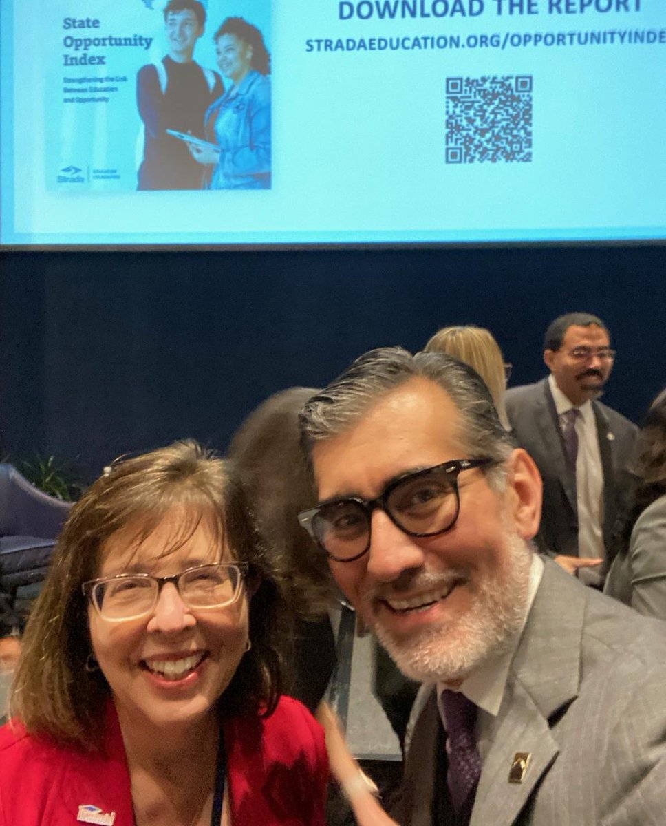 .@EdExcelencia’s President Sarita Brown making common cause w/@AlamoColleges1 Chancellor @MikeFloresPHD at @stradaeducation’s #StateOpportunityIndex launch. Leaders intentionally serving Latino, & all, students are vital to Ensure America’s Future w/civic leadership & workforce.