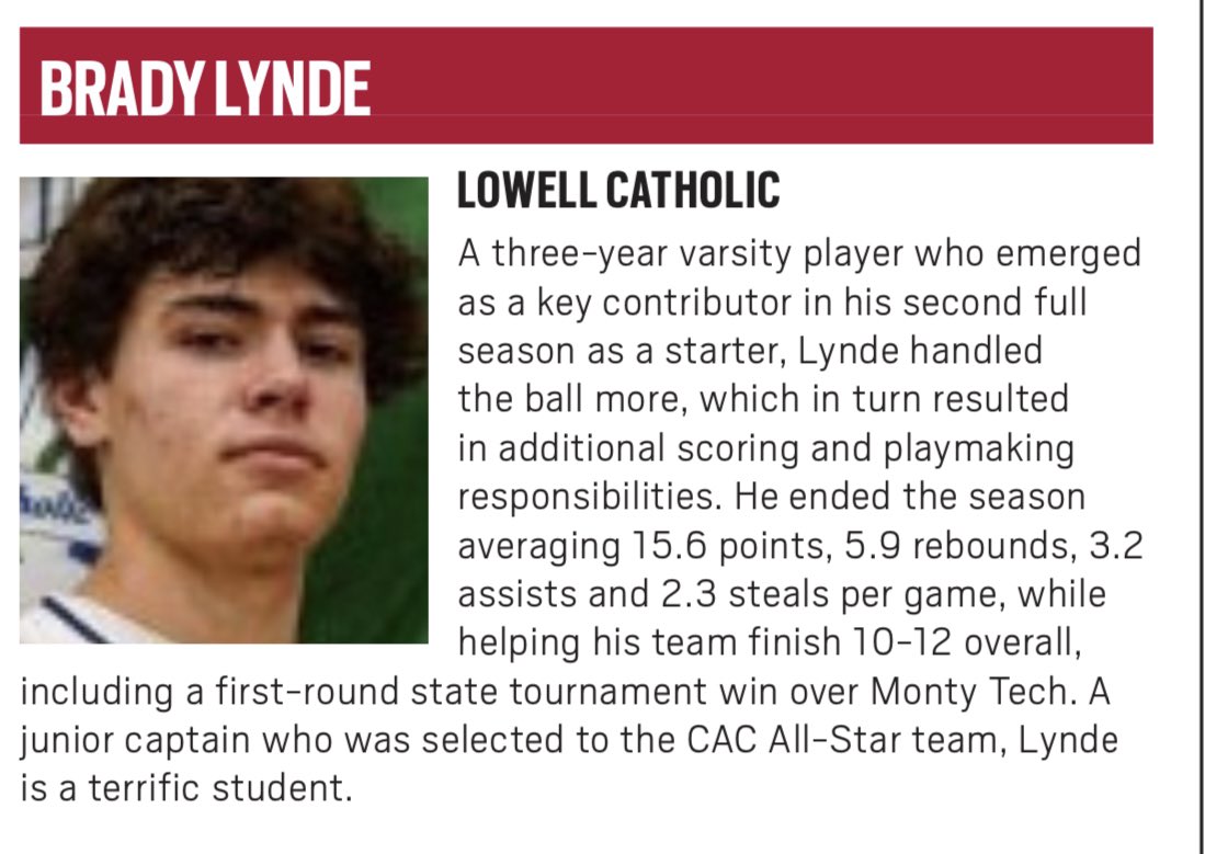 Blessed to be awarded being a part of the Lowell Sun First Team